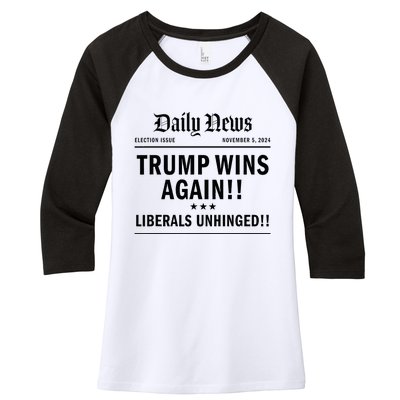 Trump Victory Wins Headline Trump 2024 Landslide Victory Women's Tri-Blend 3/4-Sleeve Raglan Shirt