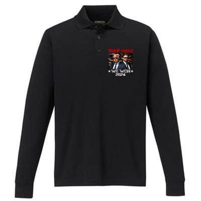 Trump Vance We Won Win Inauguration Day 2025 47th President Performance Long Sleeve Polo