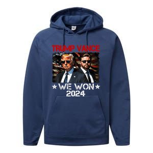 Trump Vance We Won Win Inauguration Day 2025 47th President Performance Fleece Hoodie