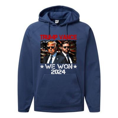 Trump Vance We Won Win Inauguration Day 2025 47th President Performance Fleece Hoodie