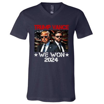 Trump Vance We Won Win Inauguration Day 2025 47th President V-Neck T-Shirt