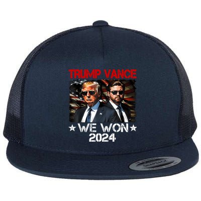 Trump Vance We Won Win Inauguration Day 2025 47th President Flat Bill Trucker Hat