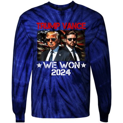 Trump Vance We Won Win Inauguration Day 2025 47th President Tie-Dye Long Sleeve Shirt