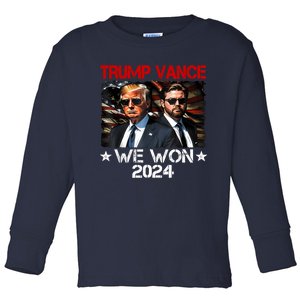 Trump Vance We Won Win Inauguration Day 2025 47th President Toddler Long Sleeve Shirt