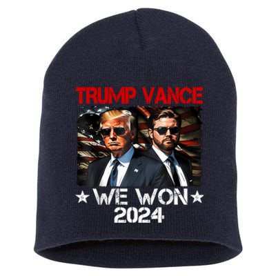 Trump Vance We Won Win Inauguration Day 2025 47th President Short Acrylic Beanie