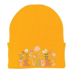 TK Vibes Wildflower Retro Teacher Daisy Kids Back To School Knit Cap Winter Beanie