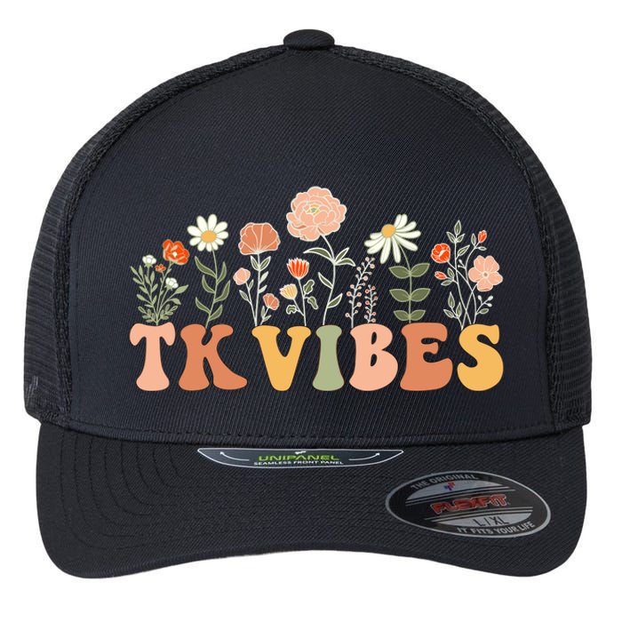 TK Vibes Wildflower Retro Teacher Daisy Kids Back To School Flexfit Unipanel Trucker Cap