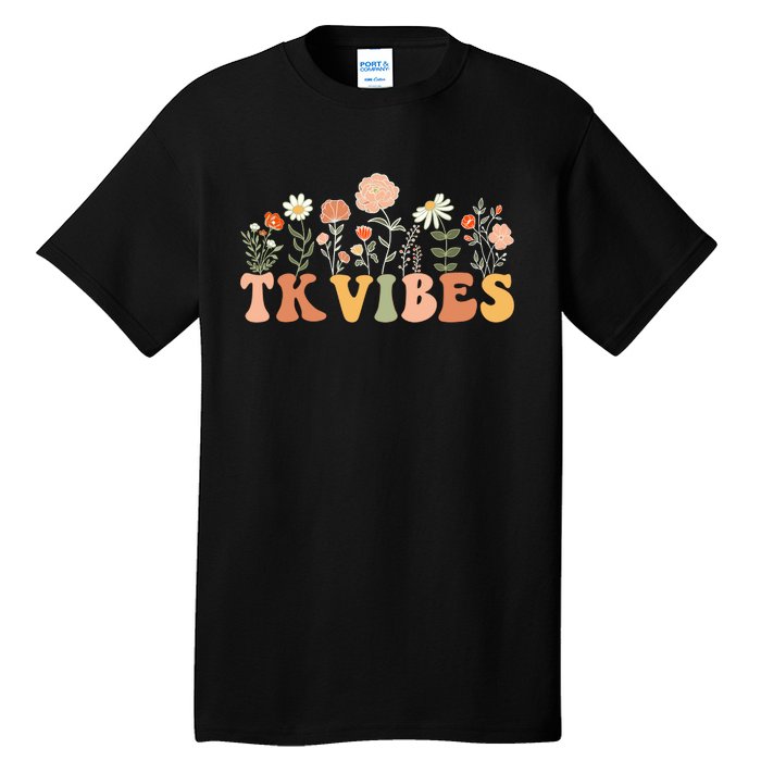 TK Vibes Wildflower Retro Teacher Daisy Kids Back To School Tall T-Shirt