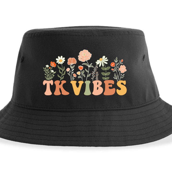 TK Vibes Wildflower Retro Teacher Daisy Kids Back To School Sustainable Bucket Hat