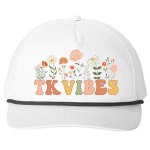 TK Vibes Wildflower Retro Teacher Daisy Kids Back To School Snapback Five-Panel Rope Hat