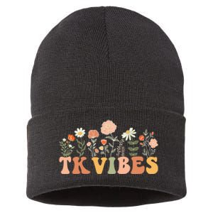 TK Vibes Wildflower Retro Teacher Daisy Kids Back To School Sustainable Knit Beanie