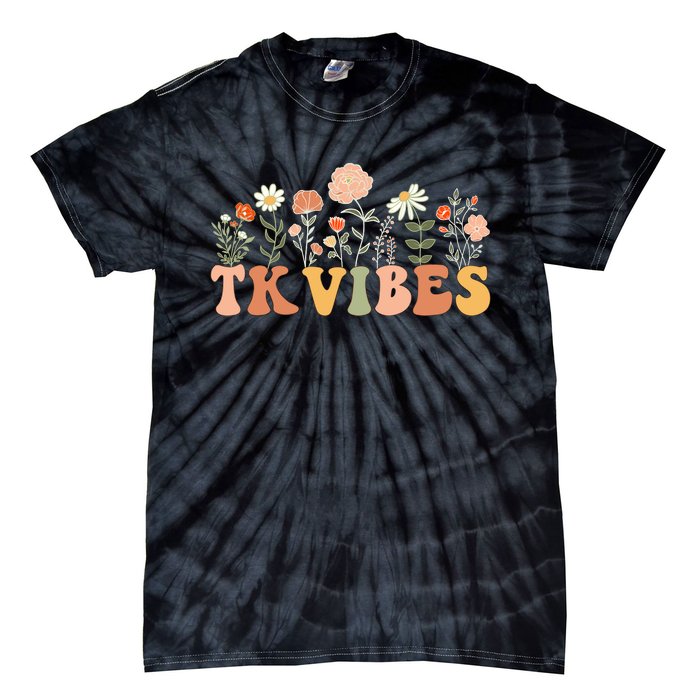 TK Vibes Wildflower Retro Teacher Daisy Kids Back To School Tie-Dye T-Shirt