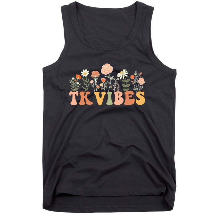 TK Vibes Wildflower Retro Teacher Daisy Kids Back To School Tank Top