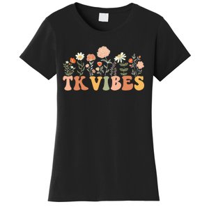 TK Vibes Wildflower Retro Teacher Daisy Kids Back To School Women's T-Shirt