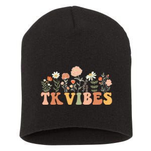 TK Vibes Wildflower Retro Teacher Daisy Kids Back To School Short Acrylic Beanie