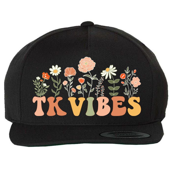 TK Vibes Wildflower Retro Teacher Daisy Kids Back To School Wool Snapback Cap