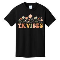 TK Vibes Wildflower Retro Teacher Daisy Kids Back To School Kids T-Shirt