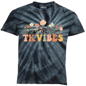 TK Vibes Wildflower Retro Teacher Daisy Kids Back To School Kids Tie-Dye T-Shirt