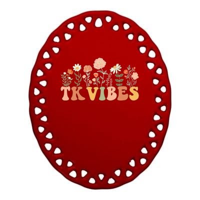 TK Vibes Wildflower Retro Teacher Daisy Kids Back To School Ceramic Oval Ornament