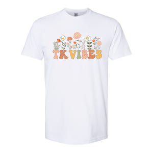 TK Vibes Wildflower Retro Teacher Daisy Kids Back To School Softstyle CVC T-Shirt