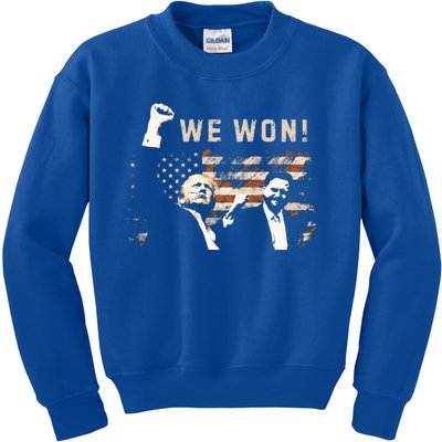 Trump Vance We Won Win Inauguration Day 2025 47th President Kids Sweatshirt