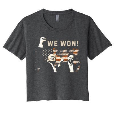 Trump Vance We Won Win Inauguration Day 2025 47th President Women's Crop Top Tee