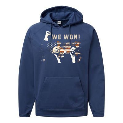 Trump Vance We Won Win Inauguration Day 2025 47th President Performance Fleece Hoodie