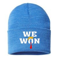 Trump Vance We Won Win Inauguration Day 2025 47th President Sustainable Knit Beanie