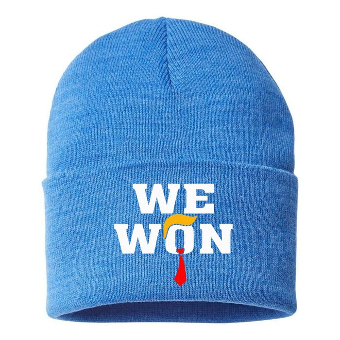 Trump Vance We Won Win Inauguration Day 2025 47th President Sustainable Knit Beanie