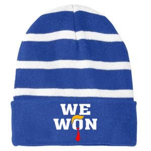 Trump Vance We Won Win Inauguration Day 2025 47th President Striped Beanie with Solid Band