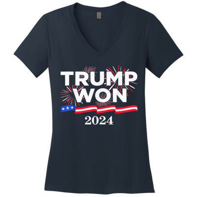 Trump Vance We Won 2024 Trump Vance 2025 Trump Won 2024 Election Inauguration Women's V-Neck T-Shirt