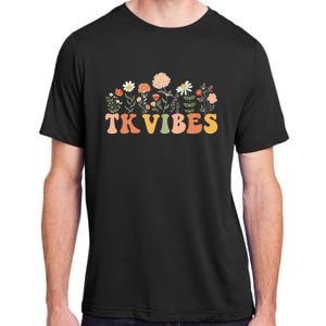 TK Vibes Wildflower Retro Teacher Daisy Back To School Adult ChromaSoft Performance T-Shirt