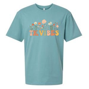 TK Vibes Wildflower Retro Teacher Daisy Back To School Sueded Cloud Jersey T-Shirt