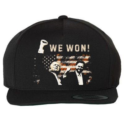 Trump Vance We Won Win Inauguration Day 2025 47th President Wool Snapback Cap