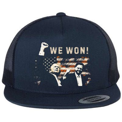 Trump Vance We Won Win Inauguration Day 2025 47th President Flat Bill Trucker Hat