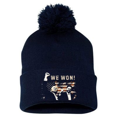 Trump Vance We Won Win Inauguration Day 2025 47th President Pom Pom 12in Knit Beanie