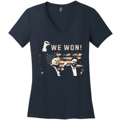 Trump Vance We Won Win Inauguration Day 2025 47th President Women's V-Neck T-Shirt