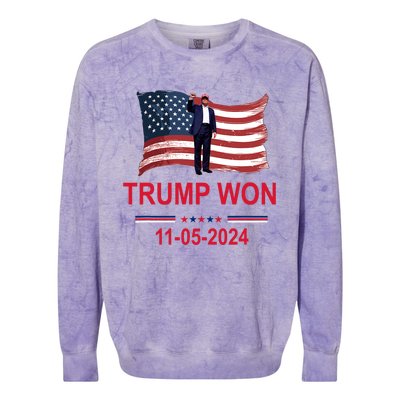 Trump Wins 2024 Election Trump Won 2024 Colorblast Crewneck Sweatshirt