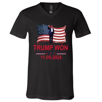 Trump Wins 2024 Election Trump Won 2024 V-Neck T-Shirt