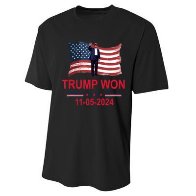 Trump Wins 2024 Election Trump Won 2024 Performance Sprint T-Shirt