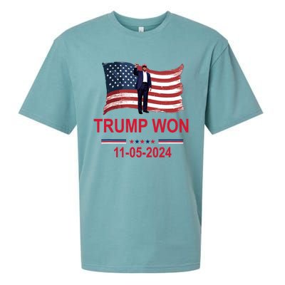 Trump Wins 2024 Election Trump Won 2024 Sueded Cloud Jersey T-Shirt