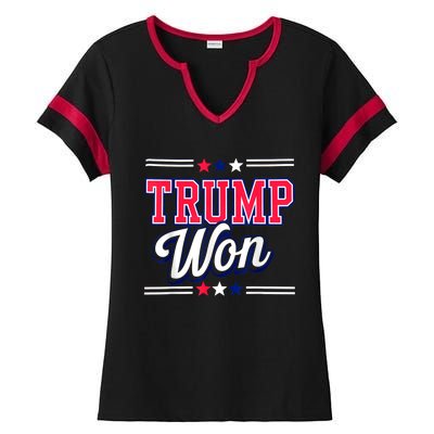 Trump Won 2024 Donald Trump Won 2024 Election Republican Win Ladies Halftime Notch Neck Tee