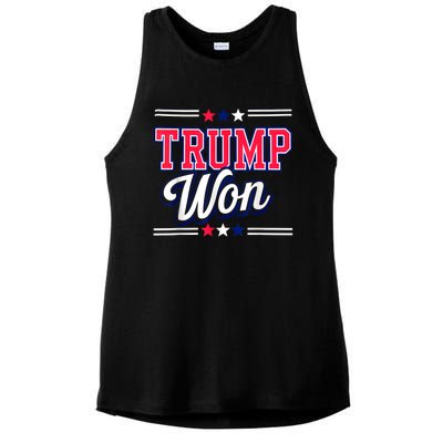 Trump Won 2024 Donald Trump Won 2024 Election Republican Win Ladies PosiCharge Tri-Blend Wicking Tank