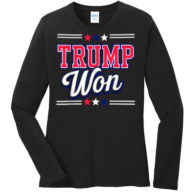 Trump Won 2024 Donald Trump Won 2024 Election Republican Win Ladies Long Sleeve Shirt