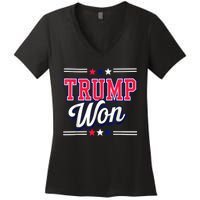 Trump Won 2024 Donald Trump Won 2024 Election Republican Win Women's V-Neck T-Shirt