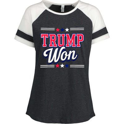 Trump Won 2024 Donald Trump Won 2024 Election Republican Win Enza Ladies Jersey Colorblock Tee