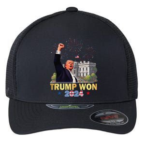 Trump Won 2024 President 47th Of White House Donald Trump Gift Flexfit Unipanel Trucker Cap