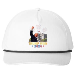 Trump Won 2024 President 47th Of White House Donald Trump Gift Snapback Five-Panel Rope Hat