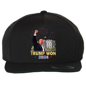 Trump Won 2024 President 47th Of White House Donald Trump Gift Wool Snapback Cap