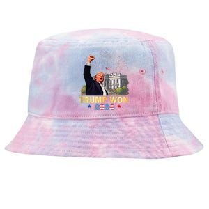 Trump Won 2024 President 47th Of White House Donald Trump Gift Tie-Dyed Bucket Hat